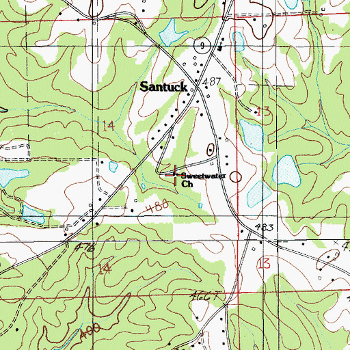 Topographic Map of Sweetwater School, AL