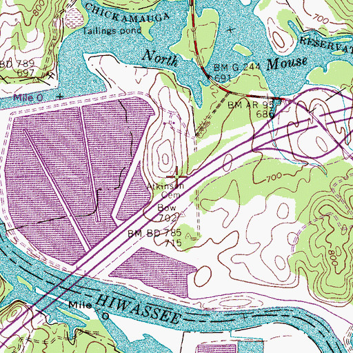 Topographic Map of Atkinson Cemetery, TN
