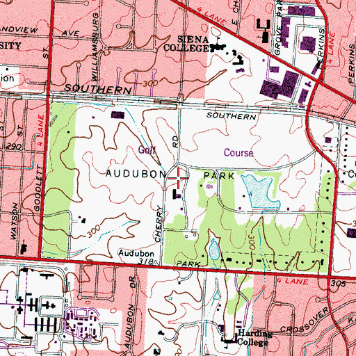 Topographic Map of Audubon Park, TN