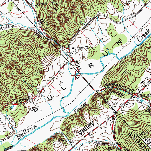 Topographic Map of Aulton Branch, TN