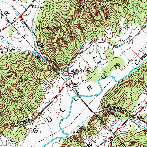 Topographic Map of Aulton Cemetery, TN