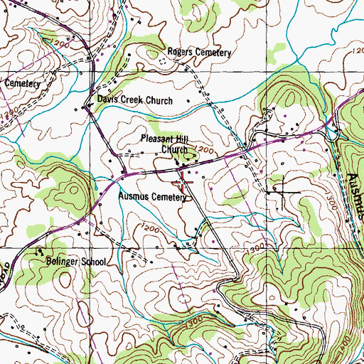 Topographic Map of Ausmus Cemetery, TN