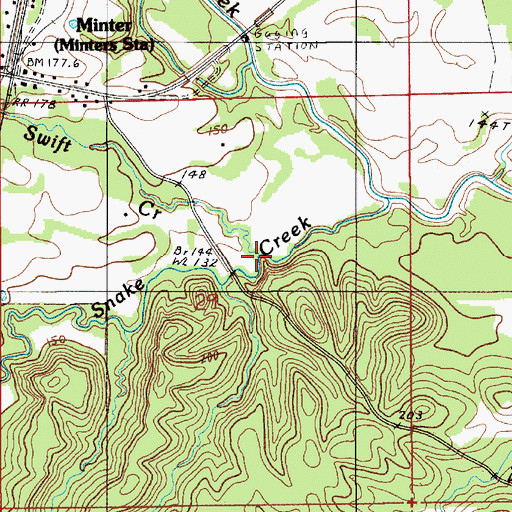 Topographic Map of Swift Creek, AL