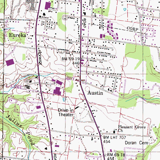 Topographic Map of Austin, TN