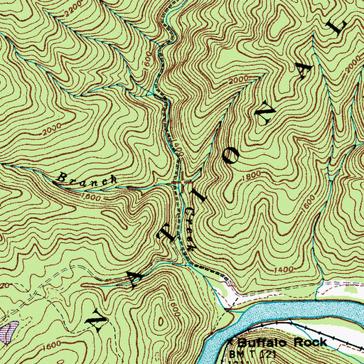 Topographic Map of Austin Branch, TN