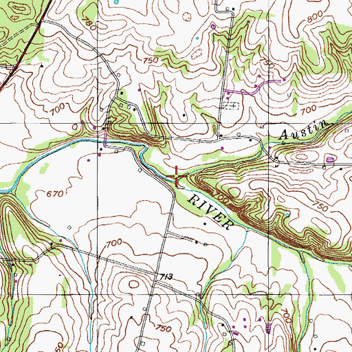 Topographic Map of Austin Branch, TN