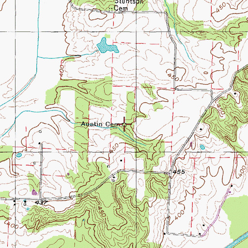 Topographic Map of Austin Cemetery, TN