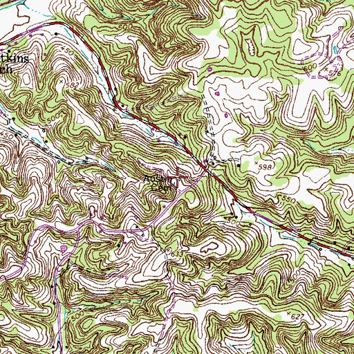 Topographic Map of Austin Cemetery, TN