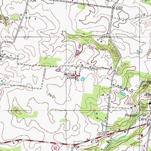 Topographic Map of Austin Cemetery, TN