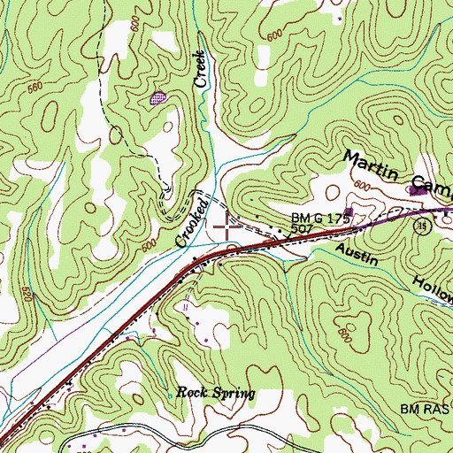 Topographic Map of Austin Hollow, TN