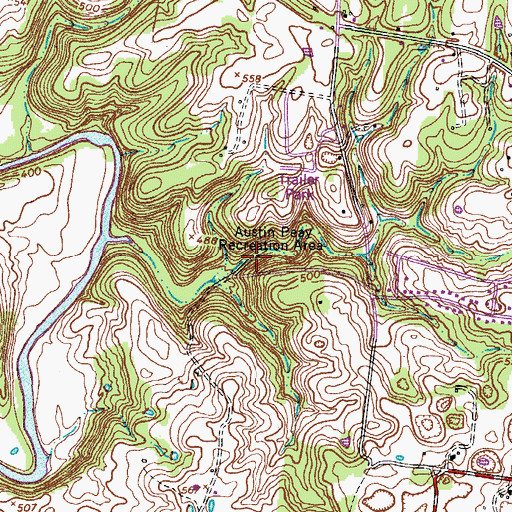 Topographic Map of Austin Peay Recreation Area, TN