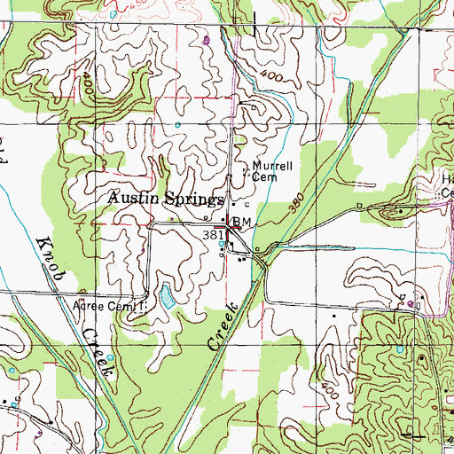 Topographic Map of Austin Springs, TN