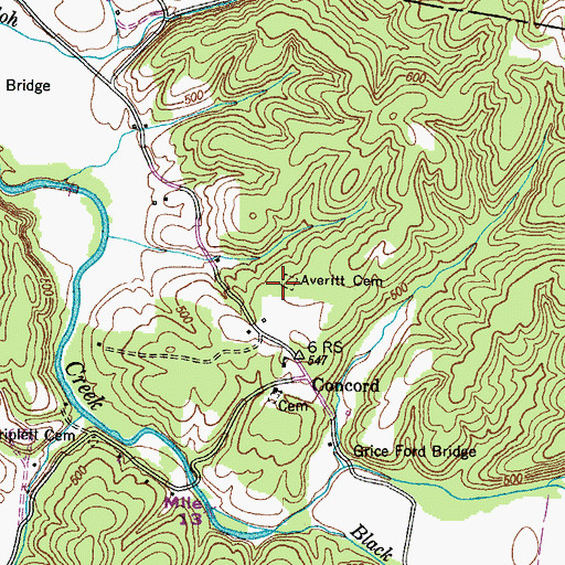 Topographic Map of Averitt Cemetery, TN
