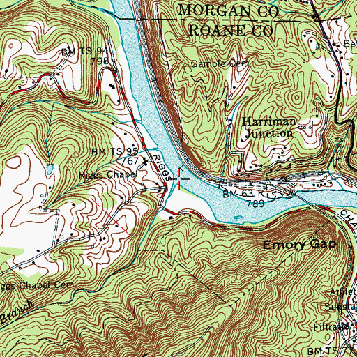 Topographic Map of Avery Branch, TN