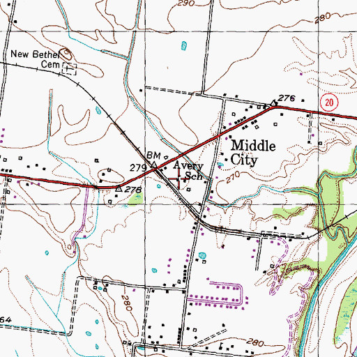 Topographic Map of Avery School, TN
