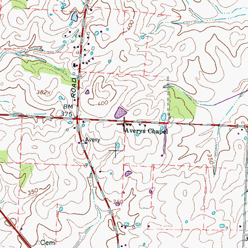Topographic Map of Averys Chapel, TN