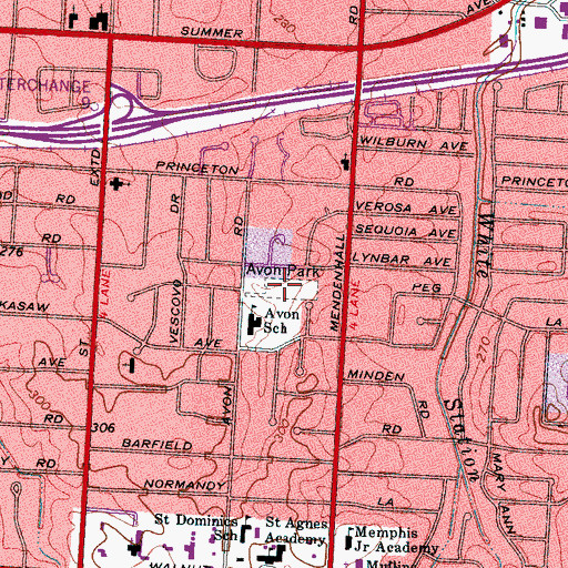 Topographic Map of Avon Park, TN