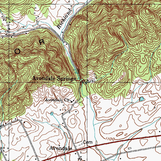 Topographic Map of Avondale Springs, TN