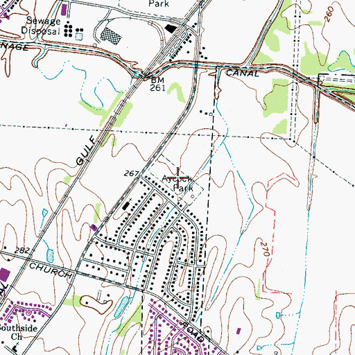 Topographic Map of Aycock Park, TN