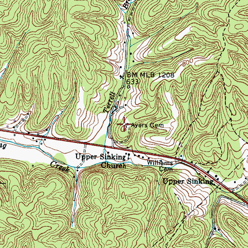 Topographic Map of Ayers Cemetery, TN