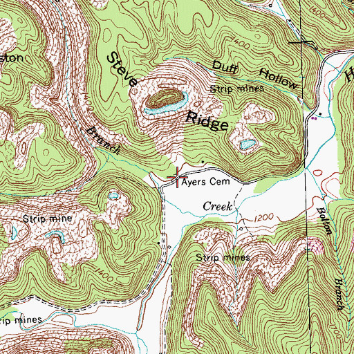 Topographic Map of Ayers Cemetery, TN