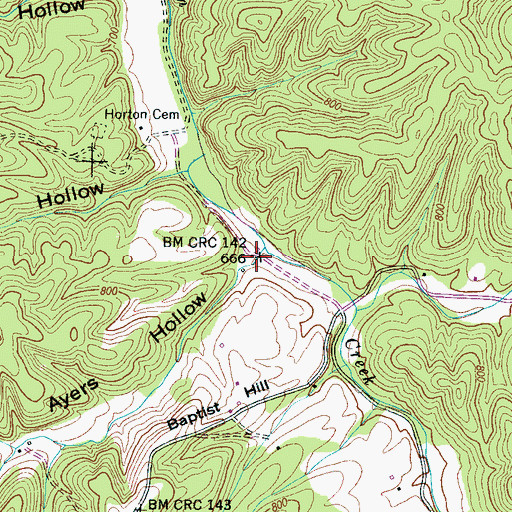 Topographic Map of Ayers Hollow, TN