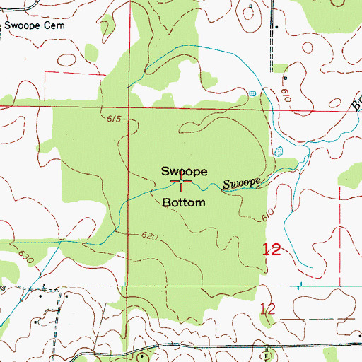 Topographic Map of Swoope Bottom, AL