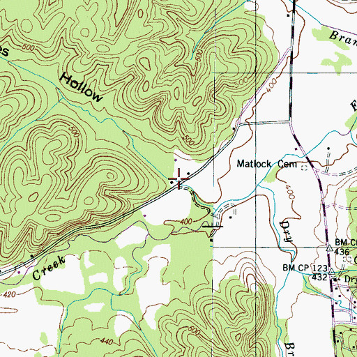 Topographic Map of Ayres Hollow, TN