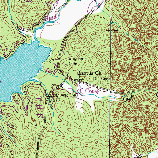 Topographic Map of Azotus Church, TN