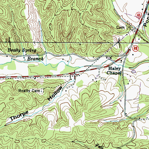 Topographic Map of Babe Thorpe Hollow, TN