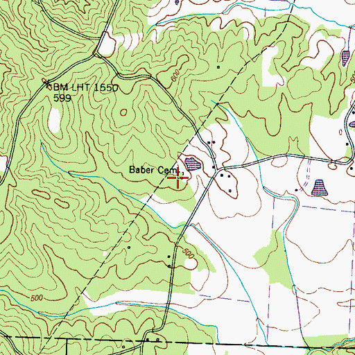 Topographic Map of Baber Cemetery, TN