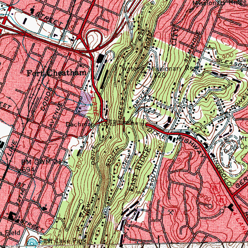 Topographic Map of Bachman Tubes, TN