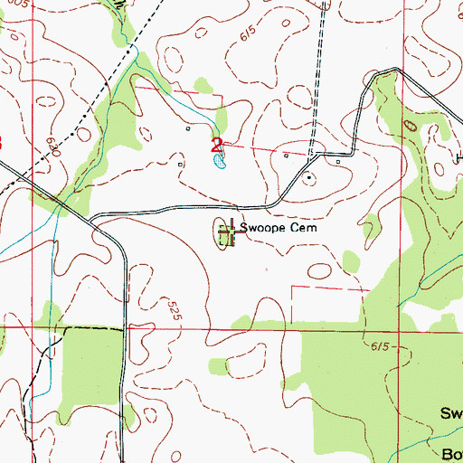 Topographic Map of Swoope Cemetery, AL