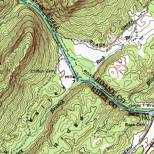 Topographic Map of Back Valley, TN