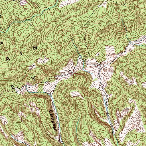 Topographic Map of Back Valley, TN