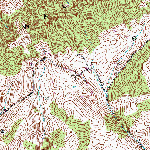 Topographic Map of Back Valley, TN