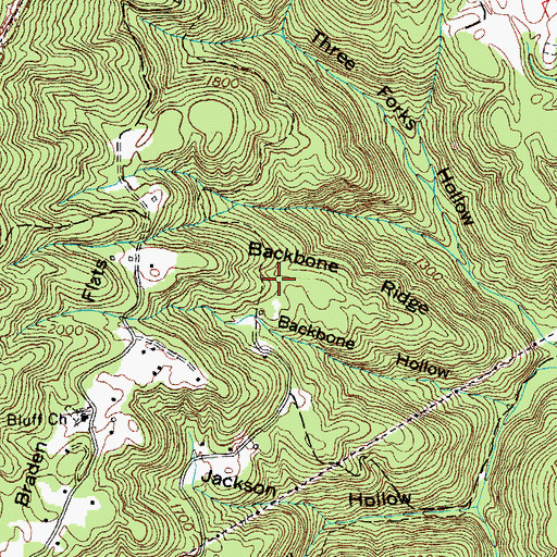 Topographic Map of Backbone Ridge, TN