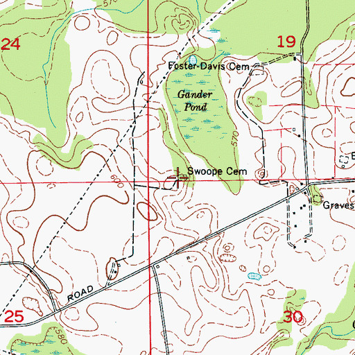 Topographic Map of Swoope Cemetery, AL