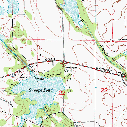Topographic Map of Swoope Cemetery, AL