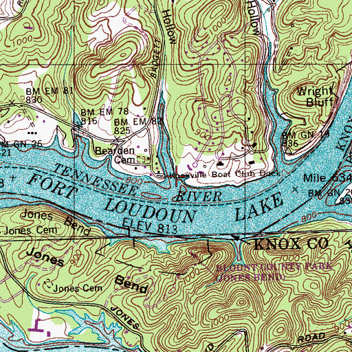 Topographic Map of Badgett Hollow, TN