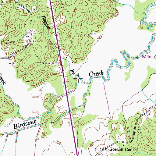 Topographic Map of Baggett Branch, TN