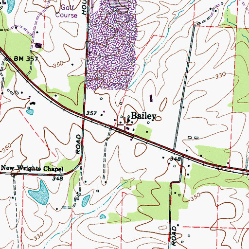 Topographic Map of Bailey, TN