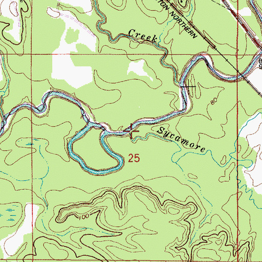 Topographic Map of Sycamore Creek, AL