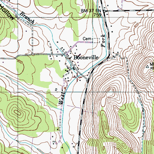 Topographic Map of Bailey Branch, TN