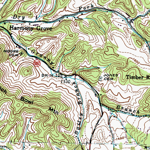 Topographic Map of Bailey Branch, TN