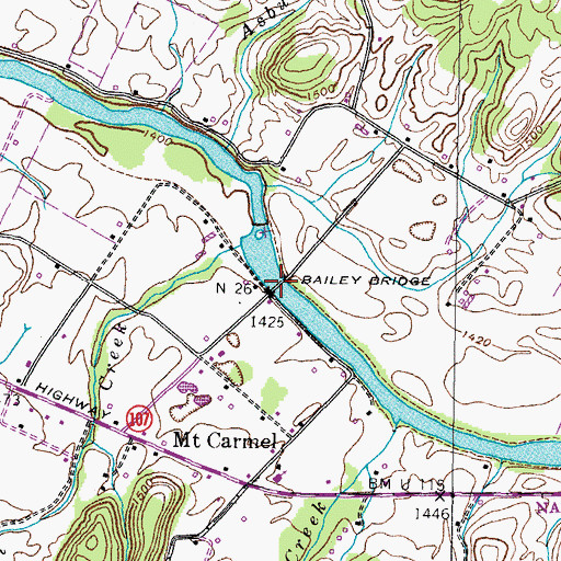 Topographic Map of Bailey Bridge, TN