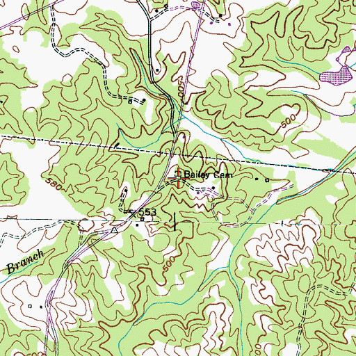 Topographic Map of Bailey Cemetery, TN
