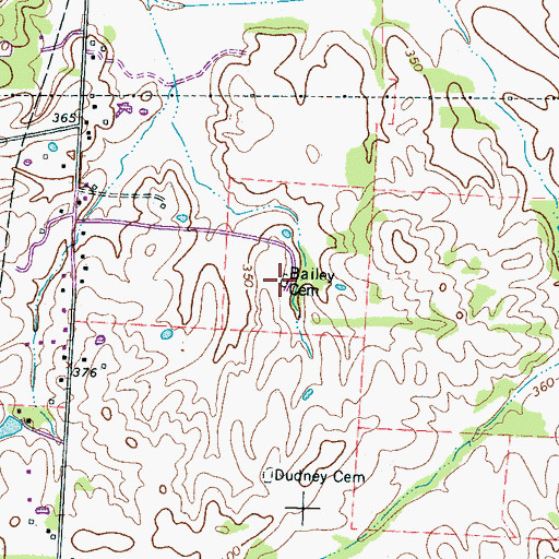 Topographic Map of Bailey Cemetery, TN