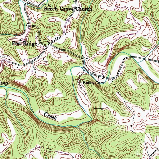 Topographic Map of Bailey Cemetery, TN