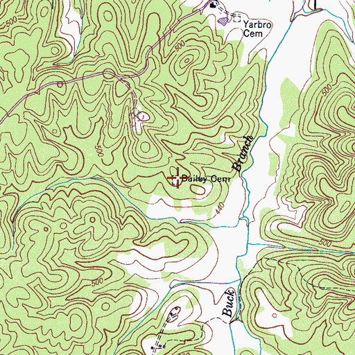 Topographic Map of Bailey Cemetery, TN